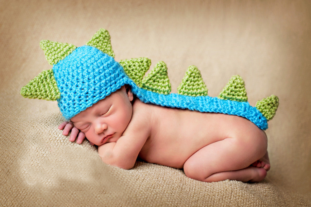 Handmade Long Tail Dinosaur Crochet Baby Hat Beanie Newborn Photo Photography Props Costume